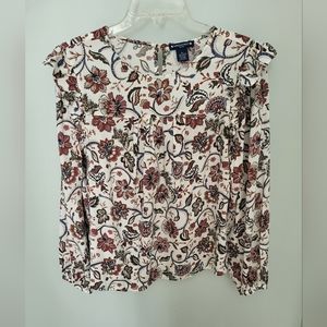 Architect‎ Paisley Floral Ruffle Shoulder Long Sleeve Blouse Top Large Petite PL
